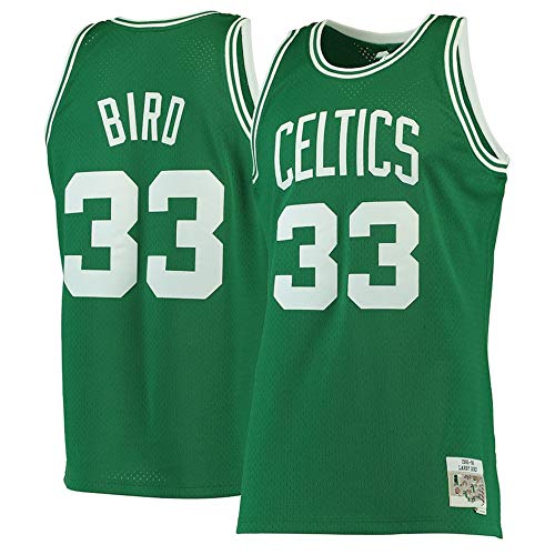 Colrlel #33_Larry_Bird_Boston_Celtics_Kelly Green 1985-86 - Camiseta de Hombre Swingman de Madera Dura clásica para Hombre, Medium, Verde Kelly