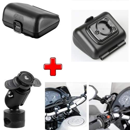 Compatible con KTM SXC 400 Porta TELEFONO Estuche Lluvia + FIJACION Varilla para Espejos, Marcos Y BALANCAS con Pinza Ø 9-14 MM LAMPA