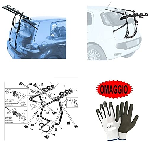 Compatible con Lancia Ypsilon 3P (03-06) Portabicicletas trasero para coche para 3 bicicletas Ciclo Portabicicletas de acero con ajustes de correas y hebillas