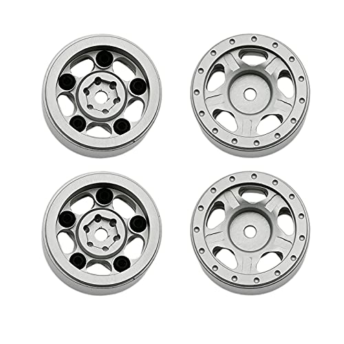 Desconocido Generic 4X bujes de llanta de aleación para Axial SCX24 axi000000001 AXI90081 RC Accesorios Todoterreno Rock Cralwer - Silver