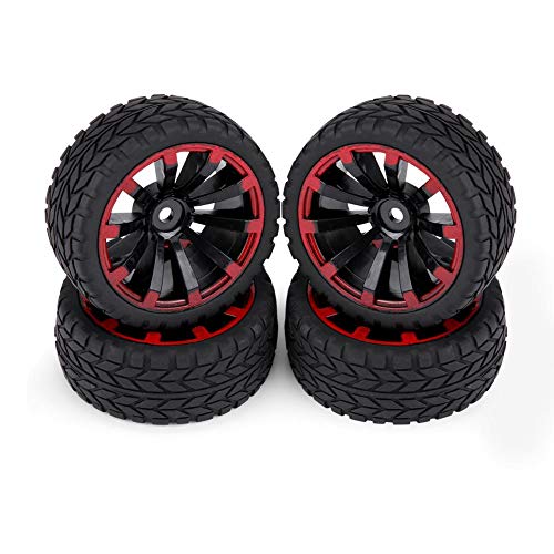 Dilwe 4 Unids Control Remoto Neumáticos de Goma Racing Off-Road Llanta de Vehículo para RC 1:10 Pieza de Coche(Patrón de Grano)