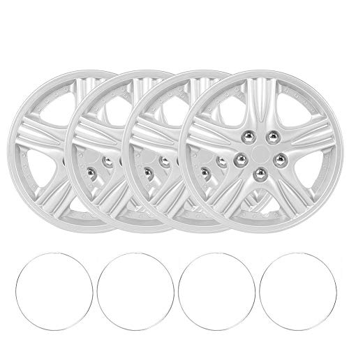 Dingln Cap Kit De 4pcs / Set 15 Pulgadas Cubo De Rueda Pieles De La Cubierta De Plata Piezas Modificado For R15 Tire & Llanta De Acero (Tipo B)