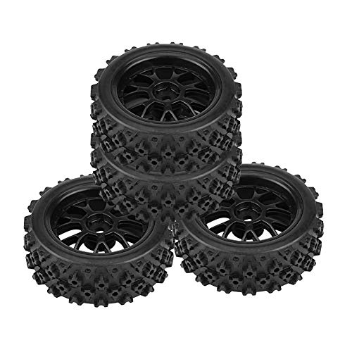 Drfeify Neumático de Coche RC 4 Piezas, 4pcs/Set Racing Off-Road Llantas de Vehículos Neumático de Caucho Llanta de la Rueda para RC 1:10 Pieza de Coche(Negro)