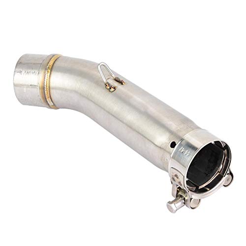 Duokon 51mmMotorcycle Exhaust Pipe Middle, Escape Conector Mid Pipe, Pipe Middle Link para CB400 (Plata)