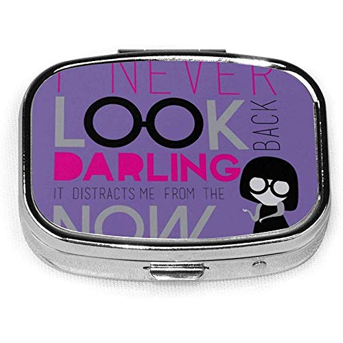 Edna Mode I Never Look Back Quote Moda personalizada Caja de pastillas cuadrada Soporte para tableta Monedero de bolsillo Organizador Caja de decoración