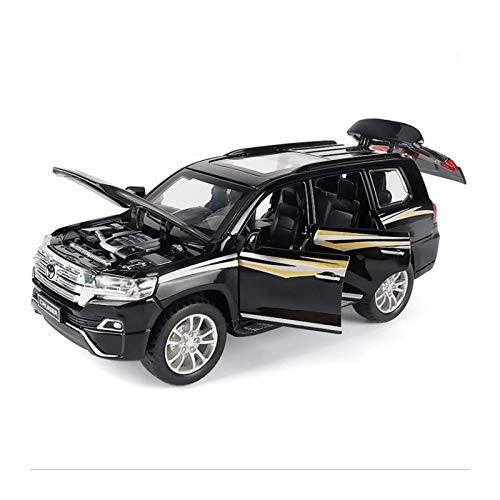 Escala 1/32 para Toyota Land Cruiser Simulación De Aleación De Zinc Modelo De Fundición A Presión Sonido Y Luz Coche De Juguete para Niños Juguetes (Color : Black)