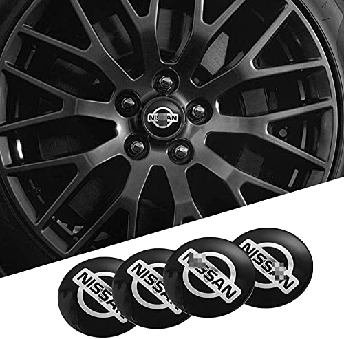 FREEJEVI 4 Piezas 56mm Coche Tapas Centrales De Llantas, para Nissan Qashqai Juke X-Trail Terrano Kicks, con Logo De Coche Centrales, De Rueda Resistente Al Agua Y Al Polvo