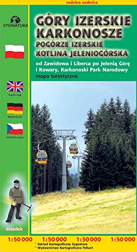 Góry Izerskie Karkonosze Pogórze Izerskie Kotlina Jeleniogórska: Od Zawidowa do Liberca po Jelenia Góre i Kowary, karkonoski Park Narodowy 1:50 000