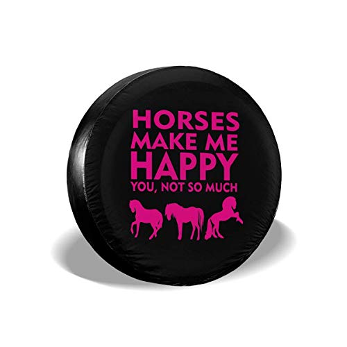 GOSMAO Cubiertas para Llantas para fanáticos de los Deportes Horses Make Me Happy Cubierta para Llantas de Repuesto para remolques, vehículos recreativos, SUV y Muchos vehículos de 16 Pulgadas-RH