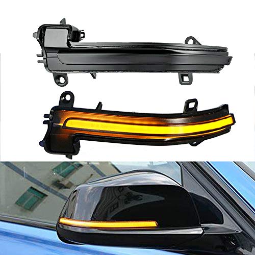 GSRECY Lente ahumada Parpadeo secuencial dinámico LED Marcador lateral Espejo retrovisor Luz de señal de giro para 1 2 3 4 Serie F20 F21 F22 F30 F32 F33 E84 X1 i3