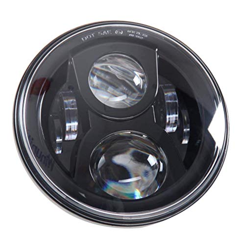 HANEU Faros Motocicleta LED Redonda 7 "40W Bombilla LED Iluminación Lámpara de Cabeza de Aluminio para Harley Davidson Motorcycles de Wrangler Negro