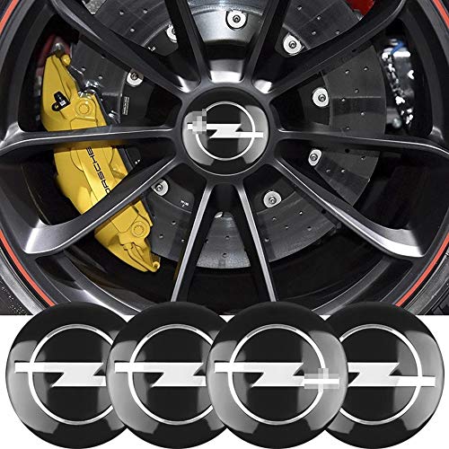 HBTTFR 4 Piezas, 56 mm, Pegatinas para Tapas de Cubo de Rueda de Coche, Tapa a Prueba de Polvo, Llantas centrales, Emblema, Insignia, Tapa de Cubo, Pegatina para Opel Astra Insignia Antara Meriva