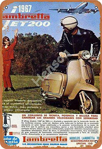 Henson 1967 Lambretta Jet 200 Vintage Tin Sign Logo 12 * 8 Inches Advertising Eye-Catching Wall Decoration