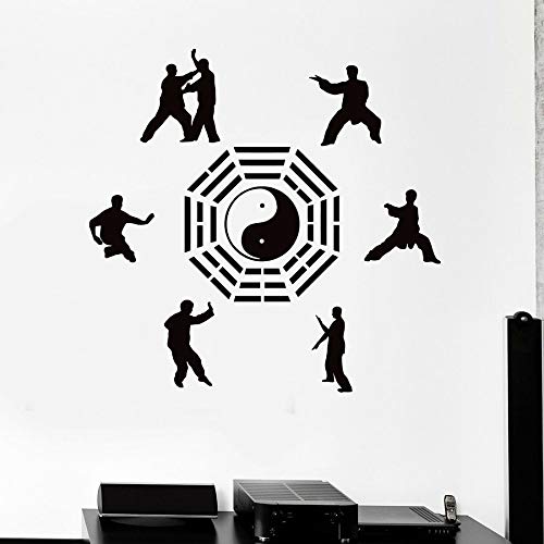 HFDHFH Tatuajes de Pared Artes Marciales Karate Aikido Deportes orientales Yin y Yang Pegatinas de Vinilo para Ventanas Sala de meditación Sala de Estar decoración para el hogar