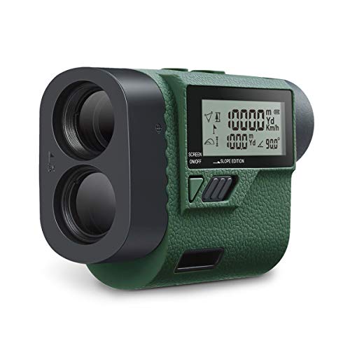 Huepar HLR1000 Pro Telémetro de golf 1100 yardas - 6X Buscador de alcance láser con trayectoria/Flagpole Bloquear/Distancia/Velocidad, caza, uso en exteriores/Distancia/Velocidad, Pantalla LCD externa