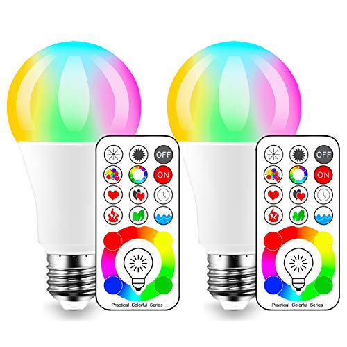 iLC Bombillas Colores RGBW LED Bombilla Cambio de Color Edison - RGB 120 de colores Regulable - 10 vatios E26 (Pack de 2)