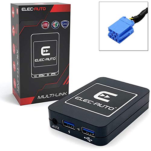 Interfaz Bluetooth - USB MP3 - Auxiliar para el coche ALFA ROMEO, FIAT, LANCIA | Kit de transmisión de audio a manos libres | Cargador | Jack Jack | Caja de empotrar invisible | Accesorio para la radi