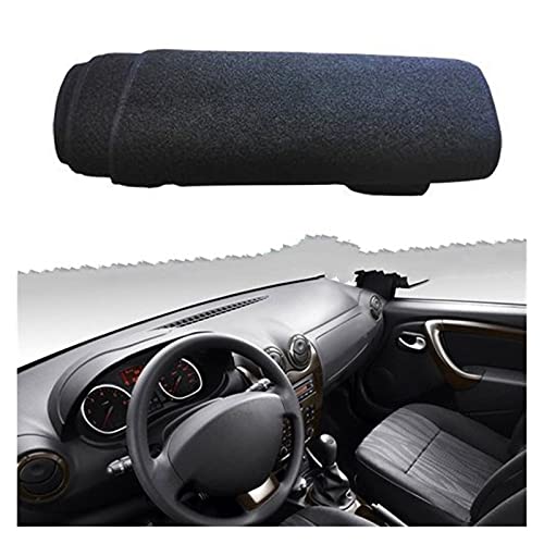 JIUTAI Dashmats Cubiertas 2 Capas De Cubierta Interior del Salpicadero Dashmat Sunshade Pad Cover Carpet Dash Mat Cushion para Dacia Duster 2011 Salpicadero del CojíN (Color : Negro)