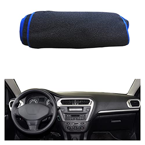 JIUTAI Dashmats Cubiertas Cubierta Interior del Salpicadero del Coche Alfombrilla para Salpicadero para Peugeot 301 2012 2013 2014 2015 2016 2017 2018 2019 Salpicadero del CojíN (Color : Azul)