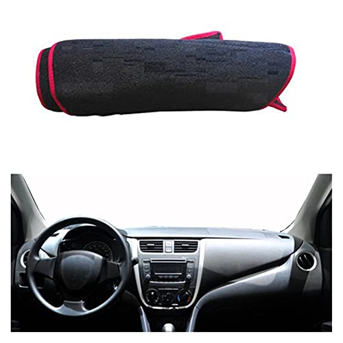 JIUTAI Dashmats Cubiertas Cubierta Interior del Salpicadero del Coche Dash Mat Cojín De Sol DashMat para Suzuki Celerio 2014 2015 2016 Salpicadero del CojíN (Color : Rojo)