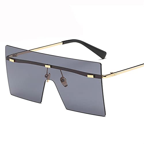 KANCK Gafas de Sol sin llanto cuadradas Mujeres Hombres Vintage Moda Metal Gafas de Sol Femenino Sombras de Gran tamaño Gafas de Gafas Masculinas (Lenses Color : Black)