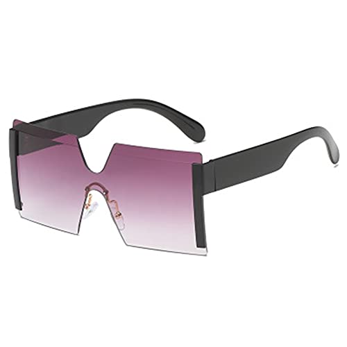 KANCK Moda de Gran tamaño Cuadrado Gafas de Sol sin llanta de Sol Mujer Plana Plana Grandes Gafas de Sol Hembra de una Pieza (Lenses Color : Black f Gray)