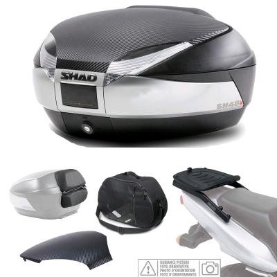 Kit-shad-475 - Kit fijacion y Maleta baul Trasero Titanium + Respaldo + Bolsa + Tapa sh48 Compatible con kymco Yager GT 300i 2013-2014 kymco Yager GT 125i 2013-2014