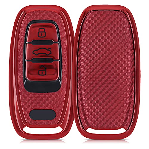 kwmobile Funda Compatible con Audi - Carcasa para Llave del Coche Audi Llave de Coche Keyless de 3 Botones - diseño Carbono