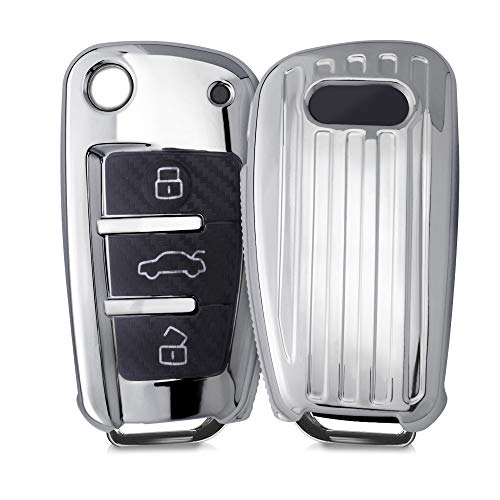 kwmobile Funda Compatible con Audi - Carcasa Suave de Silicona para Llave de Coche - Protección para Mando de Audi Llave de Coche Plegable de 3 Botones