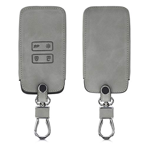 kwmobile Funda Compatible con Renault Llave de Coche Smart Key de 4 Botones (Solo Keyless Go) - Carcasa de Piel sintética - Protector para Mando de Coche en Gris