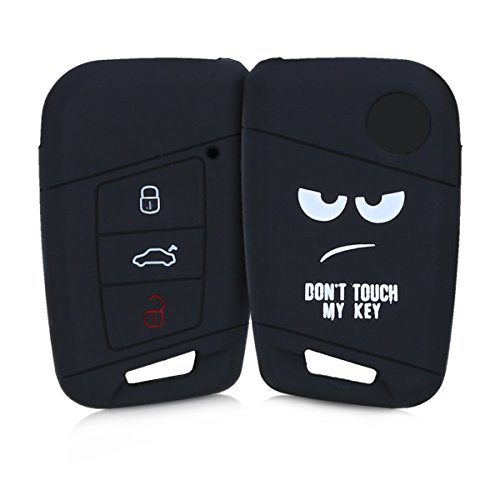 kwmobile Funda Compatible con VW Llave de Coche de 3 Botones (Solo Keyless Go) - Carcasa Protectora Suave de Silicona - Don't Touch my Key