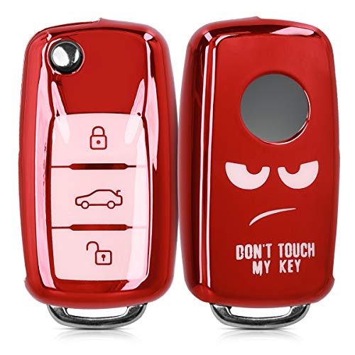 kwmobile Funda Compatible con VW Skoda Seat - Carcasa para Llave del Coche VW Skoda Seat Llave de Coche de 3 Botones - diseño Don't Touch my Key