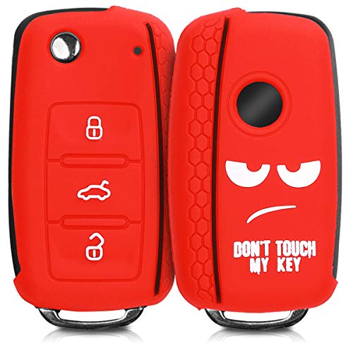 kwmobile Funda Compatible con VW Skoda Seat Llave de Coche de 3 Botones - Carcasa Protectora Suave de Silicona - Don't Touch my Key