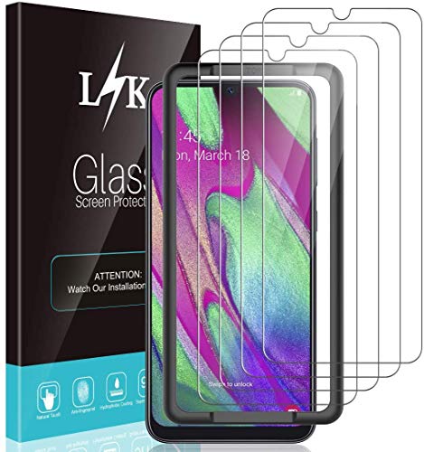 L K 4 Pack Protector de Pantalla Compatible con Samsung Galaxy A40 - Cristal Vidrio Templado Premium - Dureza 9H Funda Compatible Sin Burbujas Marco de Posicionamiento Kit Fácil de Instalar