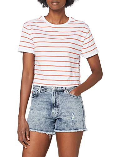 Lee Cooper Printed tee Gestreift Camiseta, Rayas – Color Blanco, S para Mujer