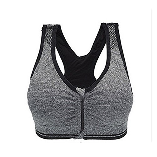 Leisial Yoga Sujetador Deportivo Fitness de Frontal con Cremallera Tops Sin Llantas sin Costuras Chaleco de Correr para Mujeres,Negro (S)