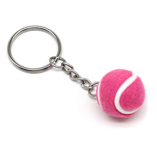 Lixada Mini Llavero de Forma de Pelota de Tenis, Llavero Tenis de Fieltro Regalo para los Amigos, Familias (Rosado-1)