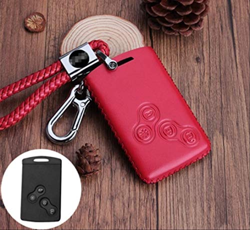 LLOOMMB Llavero Funda de Llave para Renault Koleos Kadjar Clio Scenic Megane Duster Sandero Captur Twingo   B Rojo