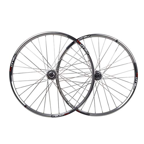 LSRRYD Ciclismo Ruedas Juego Ruedas Bicicleta para Ruedas Delanteras Traseras MTB 26" Llanta Aleación Doble Pared Liberación Rápida Freno Disco 32 Hoyos 8 9 10 Velocidad Plata