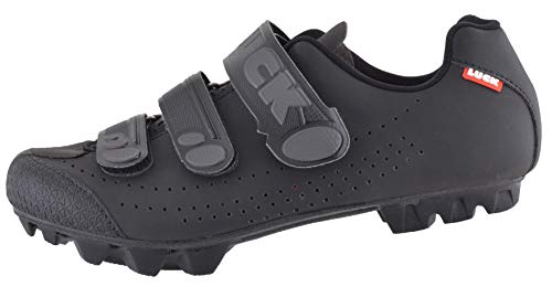 LUCK Matrix Revolution. Zapatillas Ciclismo MTB. Hombre, Mujer. Suela de Carbono Rígida y Ligera. Triple Velcro para un Ajuste Zapatos Ciclismo montaña Negro (46 EU, Negro)