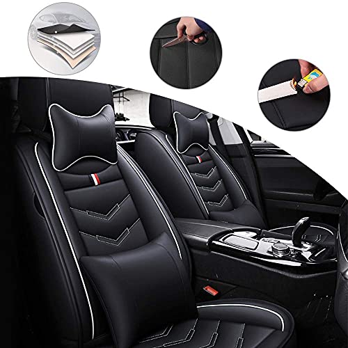 Maidao Fundas Asientos Coche Universales para Delanteros y Traseros | Funda para 5 Asiento Coches para Lexus GS430 con reposacabezas y cojín Lumbar