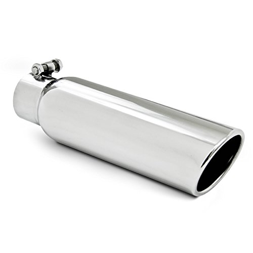 MBRP T5148 3.5 O.D. 2.5 Inlet 12 Length T304 Stainless Steel Angled Cut Rolled End Clampless Exhaust Tip by MBRP