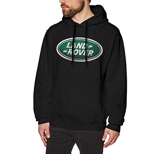 Men's Sudadera con Capucha y Cuello Redondo Moda Casual Algodón Manga Larga Sudadera con Capucha de Cuello Redondo Hombre Land Rover Logo L