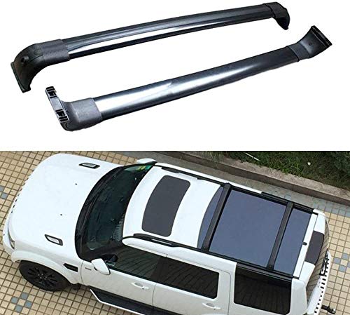 Mmhot Barras de Techo de Aluminio, Equipaje Equipaje Baca Rail Cruz Bares Vigas transversales ajustes for Land Rover Discovery 3 LR3 2004-2009 - Negro 2pcs