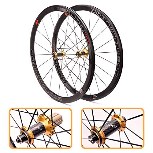 MNBV Juego de Ruedas de Bicicleta de Carretera 700C Fibra de Carbono Ultraligera Delantero Trasero Llanta de aleación de Doble Pared 40MM Cojinete de Freno C/V Juego de Ruedas de Bicicleta de 8