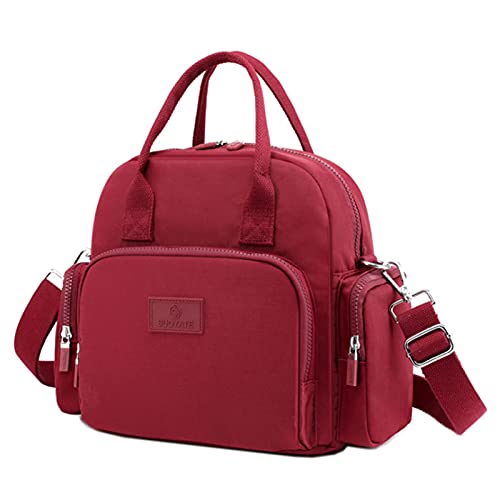 Mochilas De Las Señoras Bolsas De Hombro Mochila Multiusos Mochila Mochila Mamá Bag School Bag(Size:31 * 14 * 26cm,Color:Vino rojo)