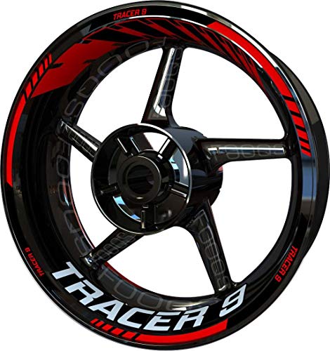 Motocicleta Moto Llanta Inner Rim Tape Decal Pegatinas F2 para Yamaha Tracer 9 (Rojo/Negro)