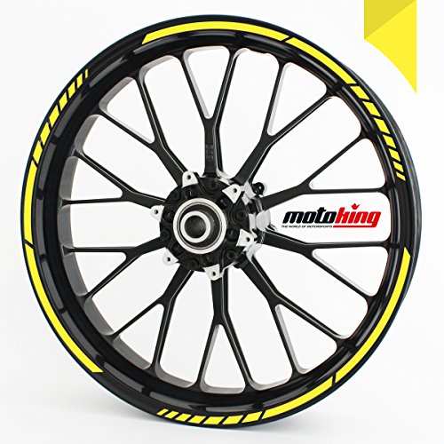 Motoking Adhesivos para Borde de llanta Amarillo de azufre - Juego Completo de 15" a 19" / Color Opcionales