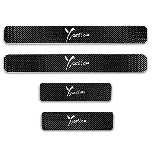 NTUOO 4Pcs Pegatinas Umbral Coche Fibra Carbono, para Lancia YPSILON Parachoques Threshold Pedal Arañazos Resistente Película Calcomanías, Auto Estilo Accesorios