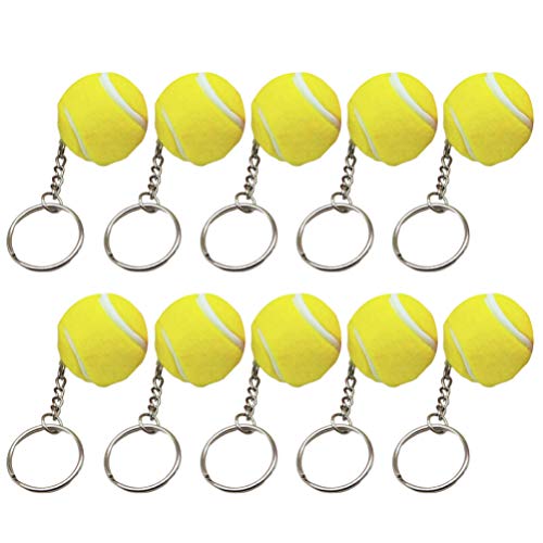 NUOBESTY Llavero de pelota de tenis amarilla con colgante de pelota de tenis, para fiestas, para regalo, 10 unidades